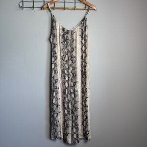 Women's Palazzo Capri Jumpsuit Snakeskin Print Size S Spaghetti Strap Festival